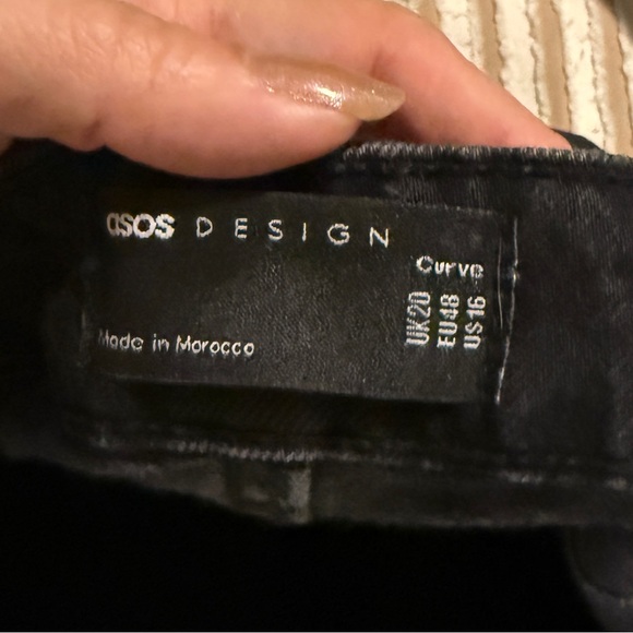 ASOS black denim straight maxi skirt with front split size 16 little stretch - Picture 3 of 3